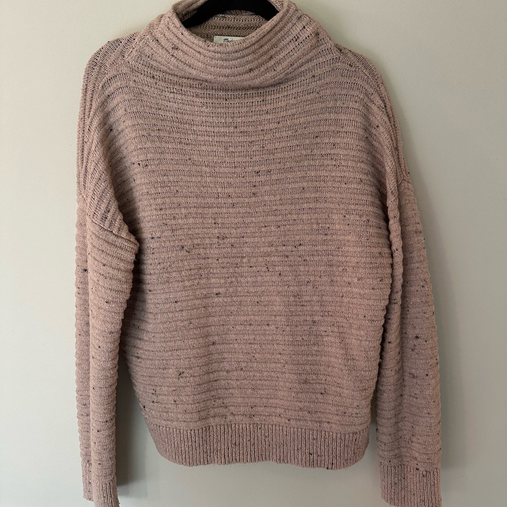 Madewell Belmont Mock Neck Wool Blend Ribbed Sweater Womens Size Large